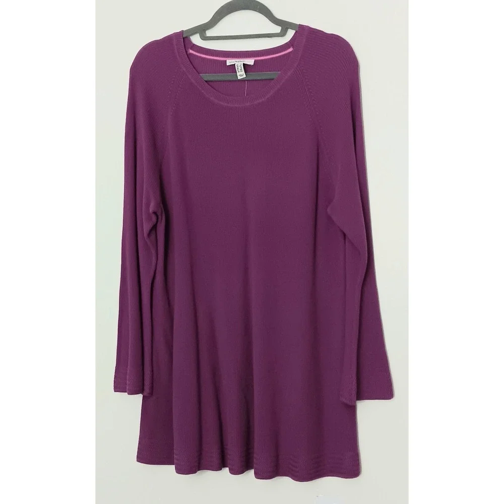 Isaac Mizrahi Live! Sweater Women's Size 1X Crew Neck Peplum Bell Sleeve NWOT
